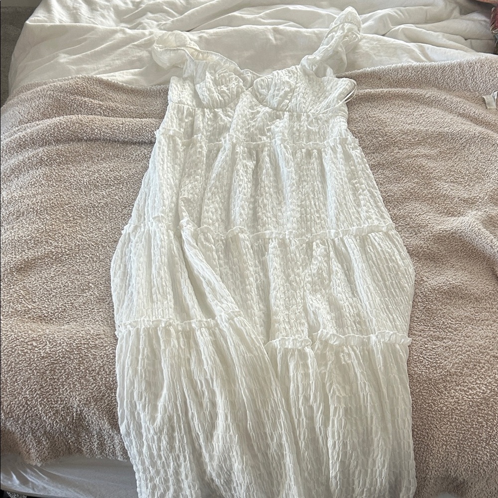 Le Lis White Textured Maxi Dress